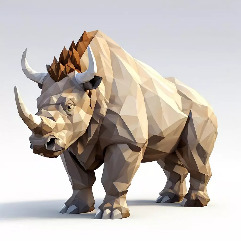 Low Poly Rhino Game Asset Low-poly 3D model_0