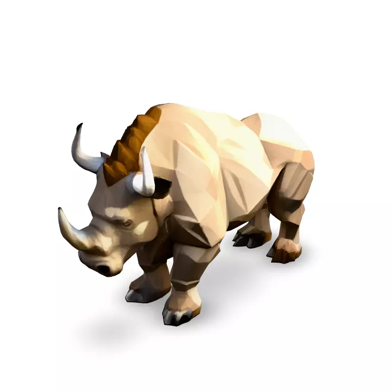Low Poly Rhino Game Asset Low-poly 3D model_1