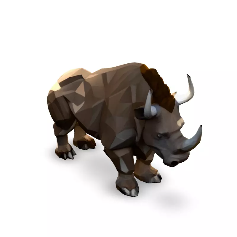 Low Poly Rhino Game Asset Low-poly 3D model_2