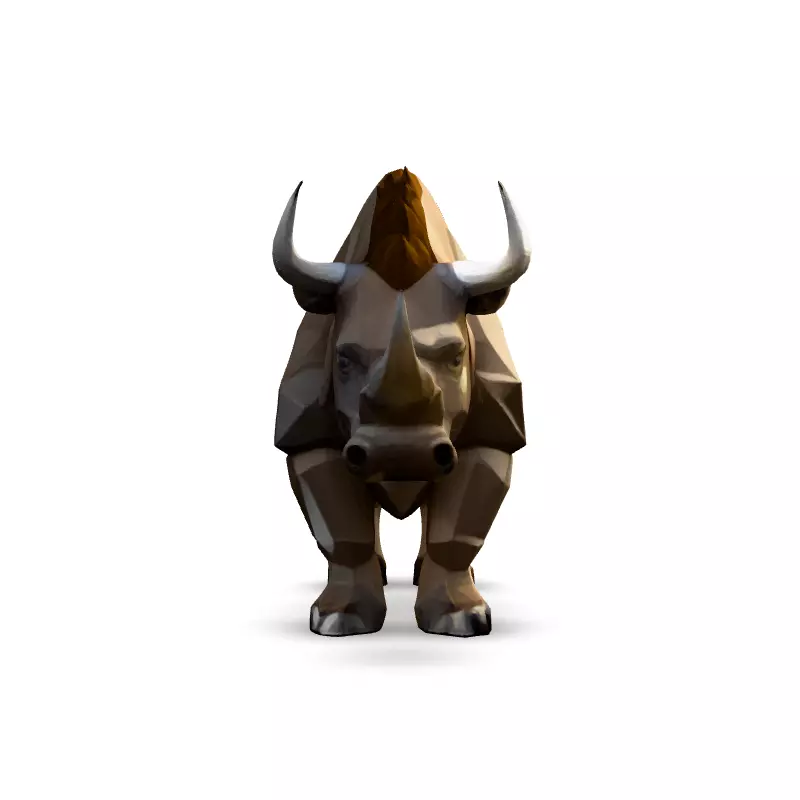 Low Poly Rhino Game Asset Low-poly 3D model_3