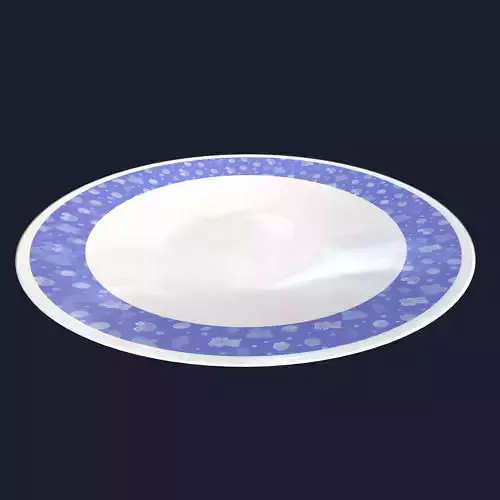 Childrens Blue Themed Plate with Bear Car and Balloon Pattern 3D model