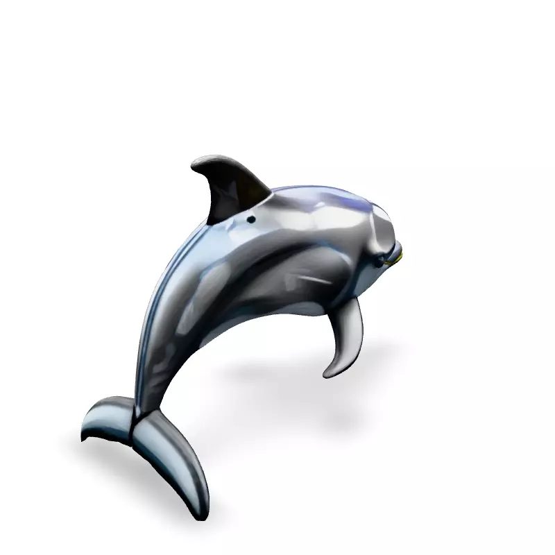 Realistic Silver Chrome Dolphin 3D Model Low-poly 3D model_5
