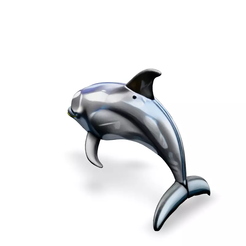 Realistic Silver Chrome Dolphin 3D Model Low-poly 3D model_4