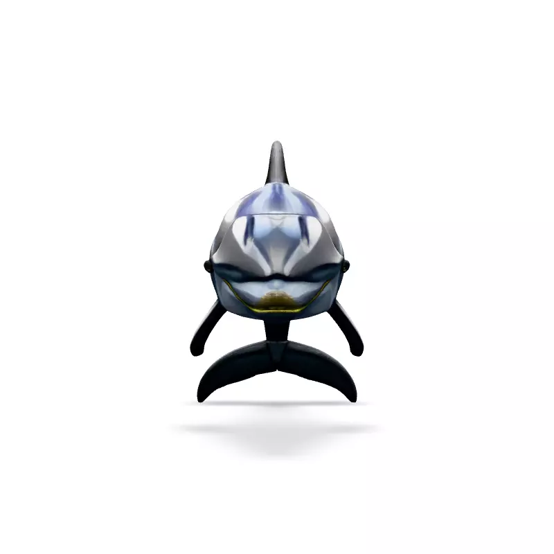 Realistic Silver Chrome Dolphin 3D Model Low-poly 3D model_3