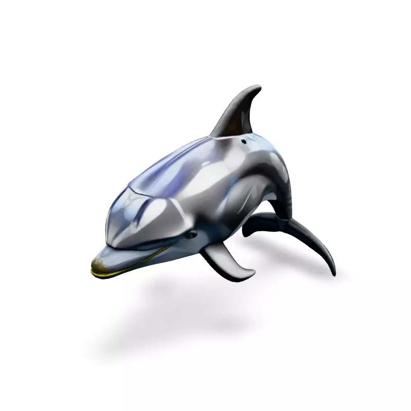 Realistic Silver Chrome Dolphin 3D Model Low-poly 3D model_1