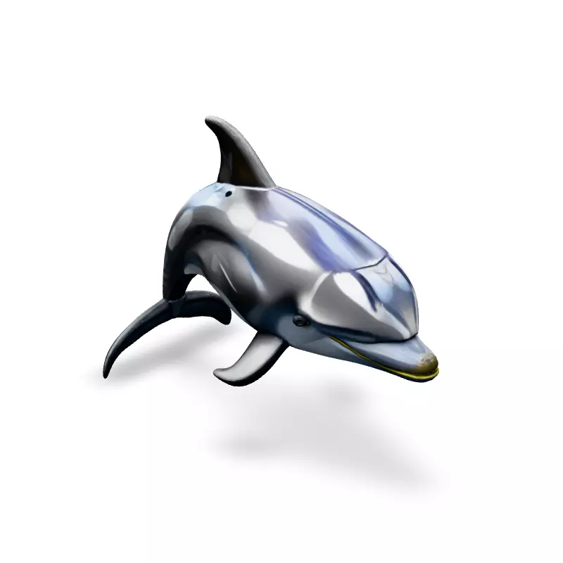 Realistic Silver Chrome Dolphin 3D Model Low-poly 3D model_2