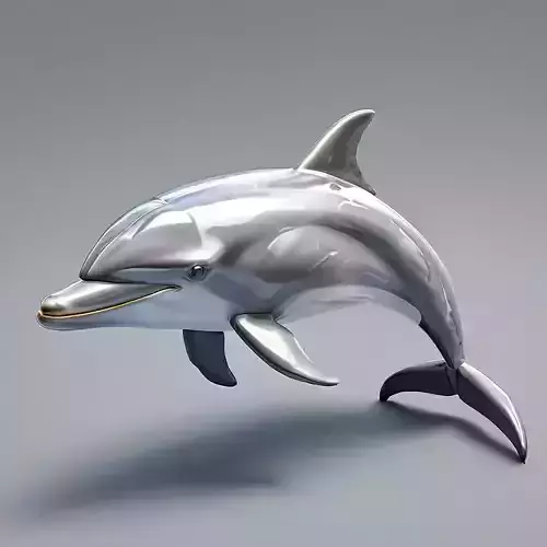 Realistic Silver Chrome Dolphin 3D Model Low-poly 3D model