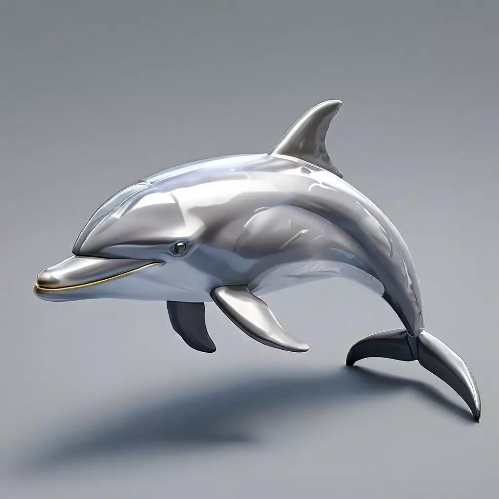 Realistic Silver Chrome Dolphin 3D Model Low-poly 3D model_0