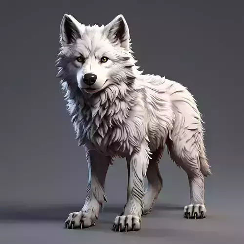 Realistic White Wolf 3D Model Low-poly 3D model Realistic White Wolf 3D Model Low-poly 3D model