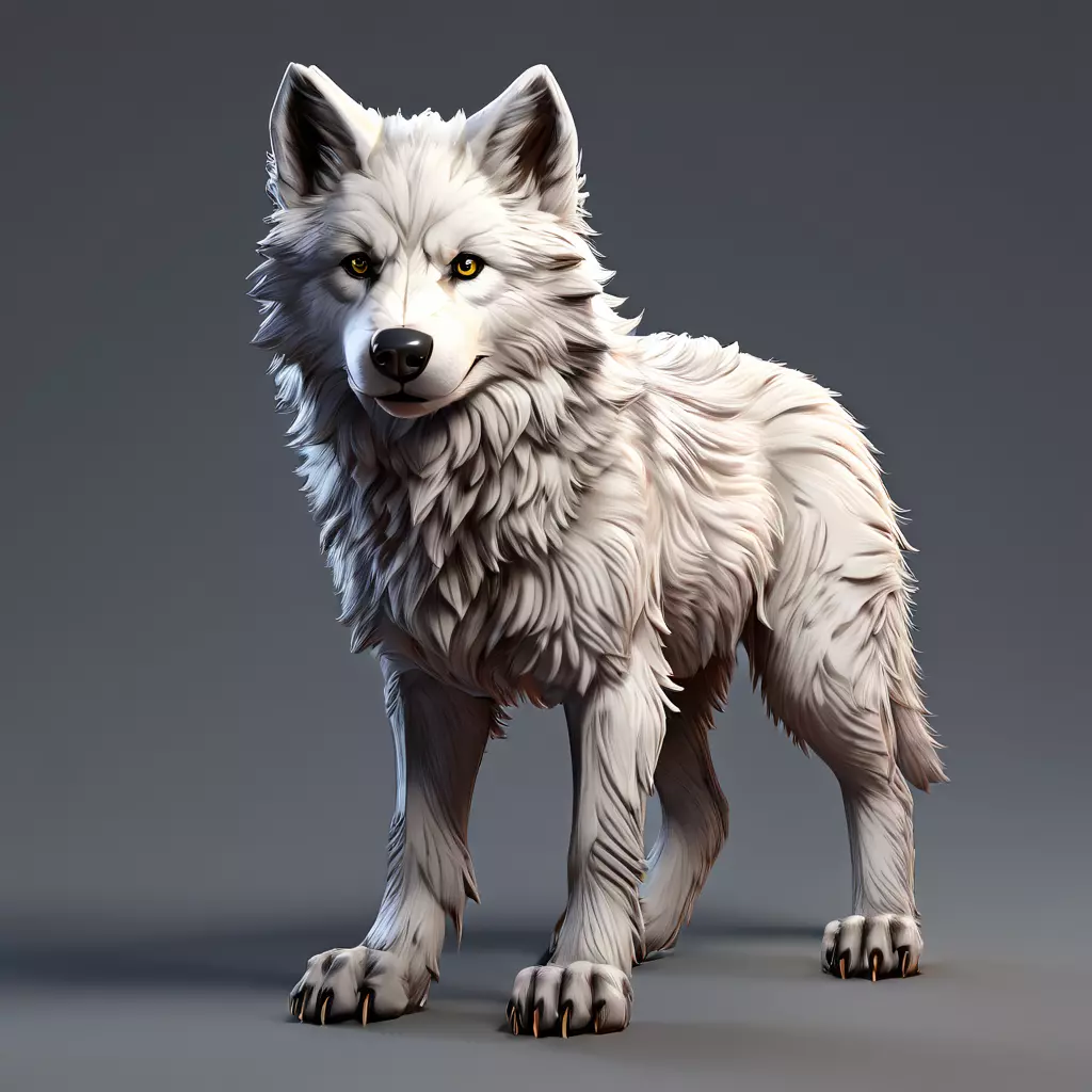 Realistic White Wolf 3D Model Low-poly 3D model_0