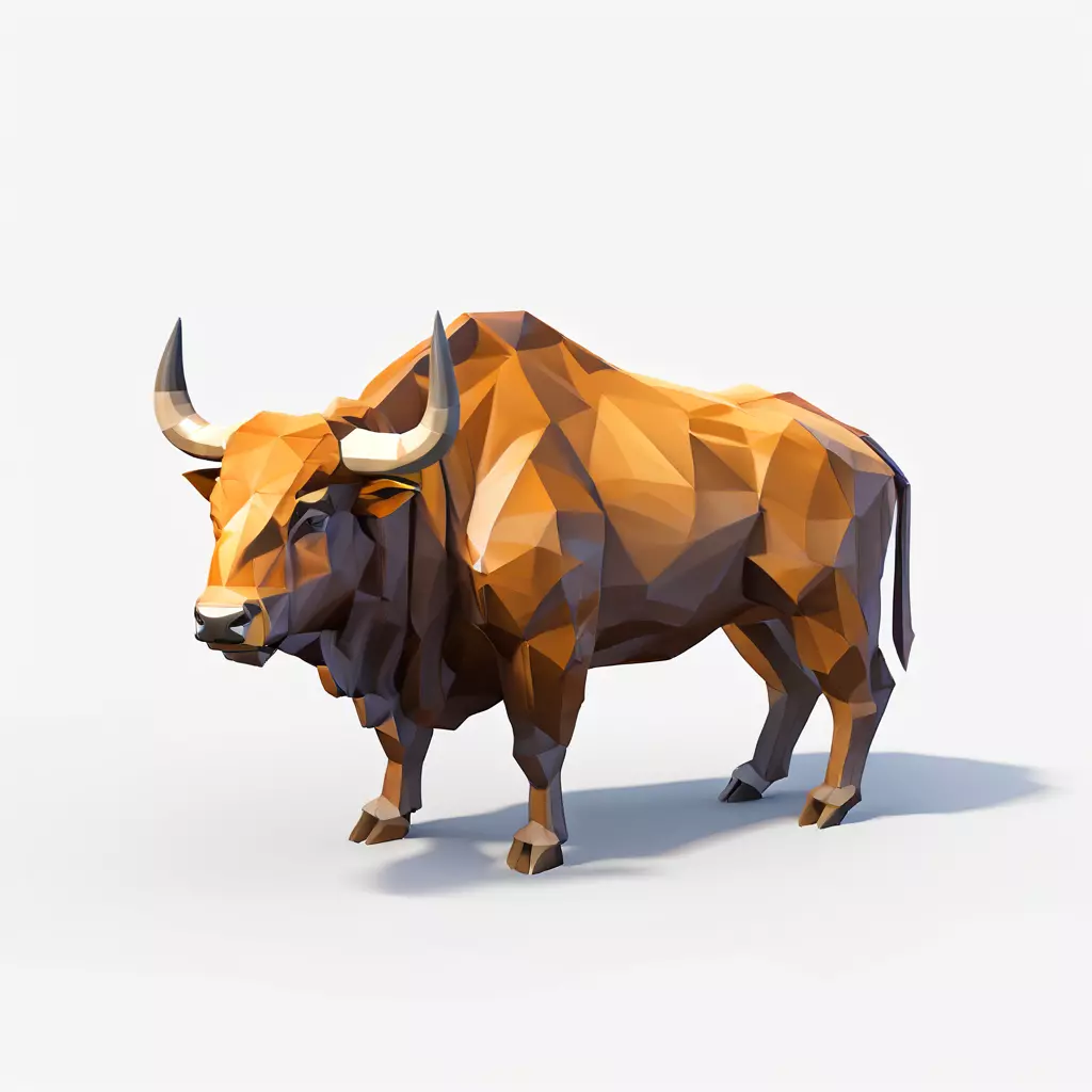 Low Poly Bull GameReady 3D Model Low-poly 3D model_0