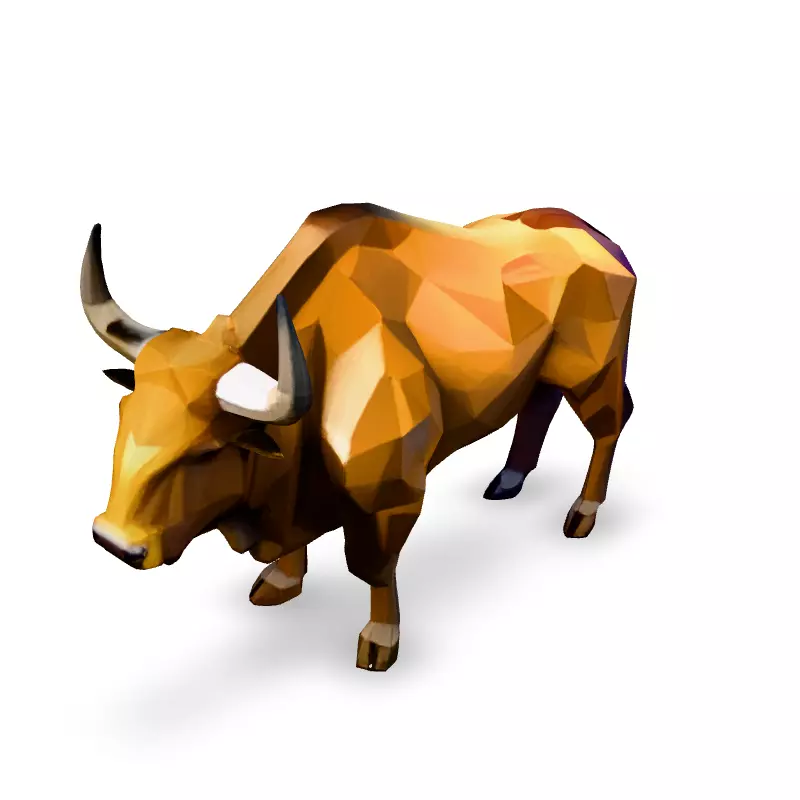 Low Poly Bull GameReady 3D Model Low-poly 3D model_1