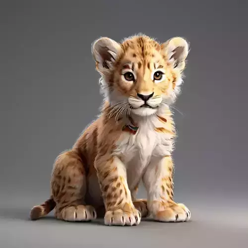 Realistic Adorable Lion Cub 3D Model Low-poly 3D model