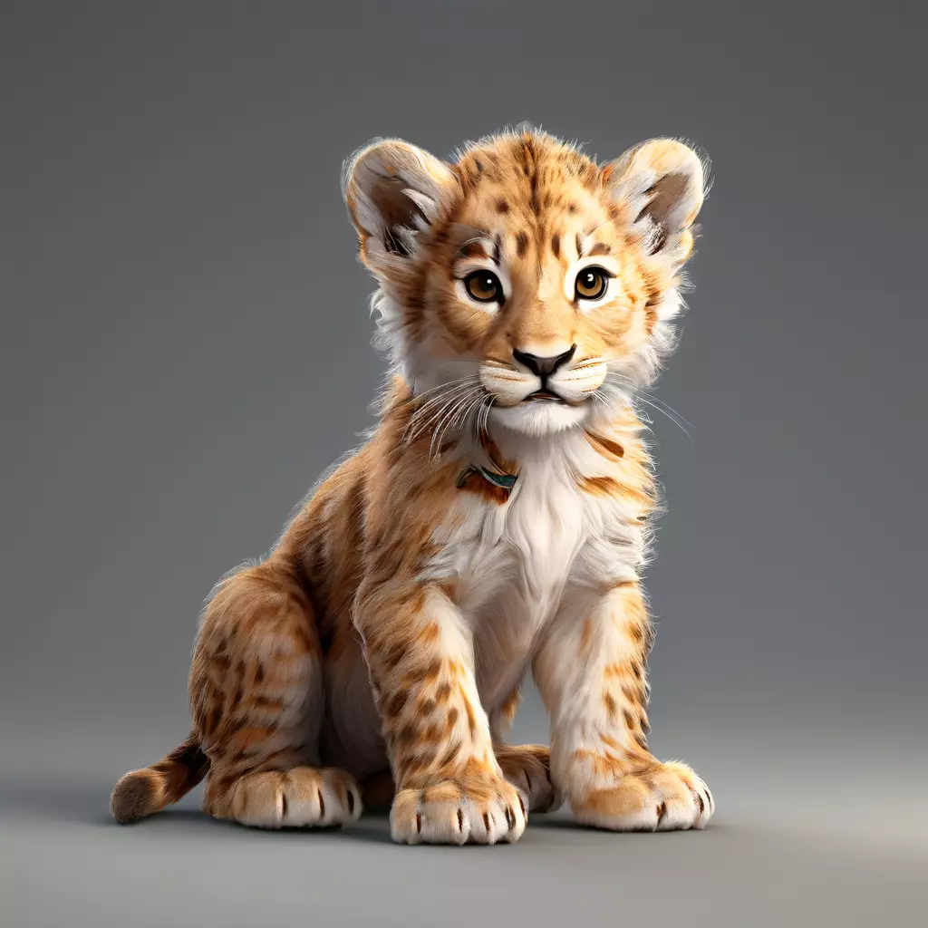 Realistic Adorable Lion Cub 3D Model Low-poly 3D model_0