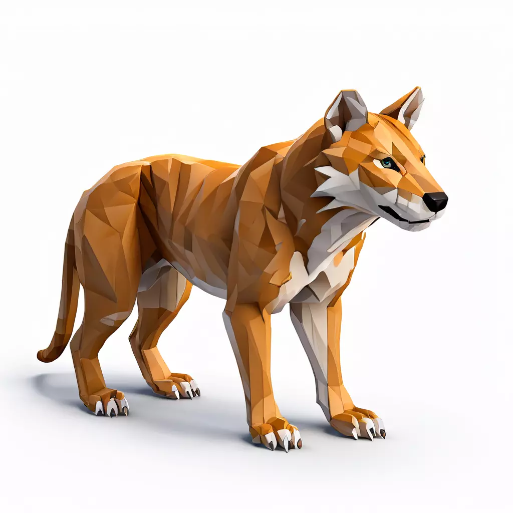 Low Poly Dingo Wild Dog Model Low-poly 3D model_0