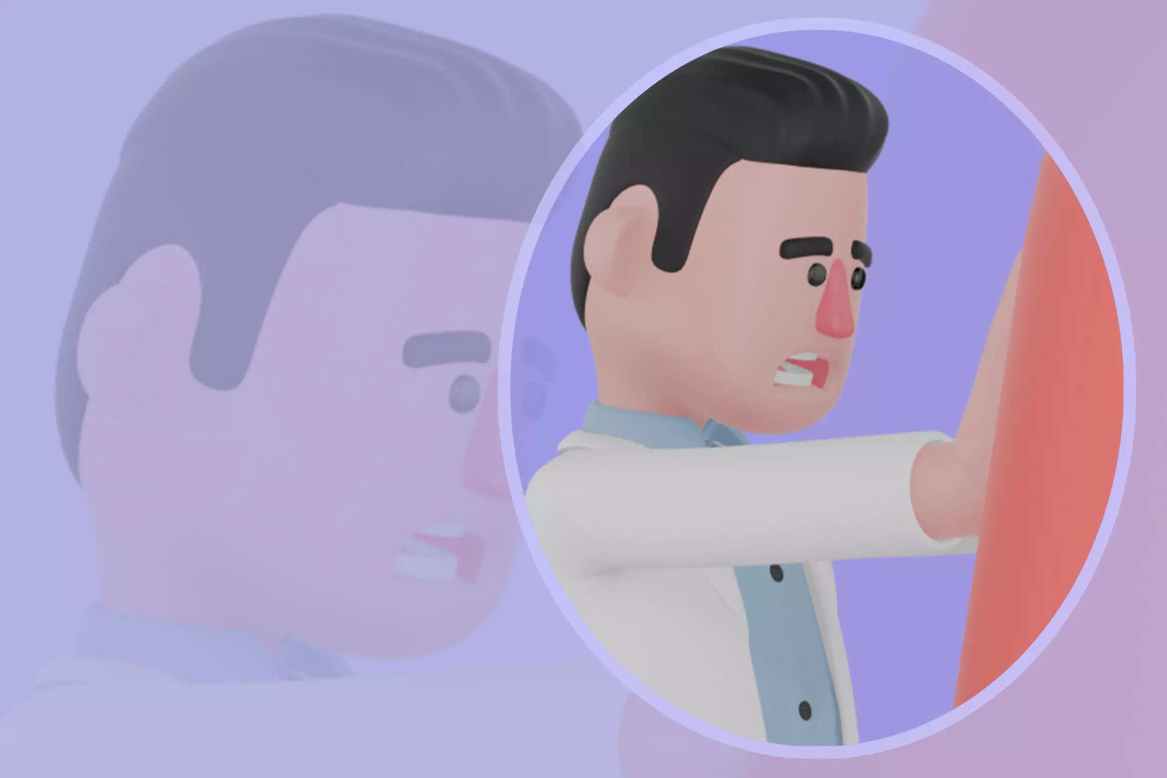 Stylized 3D Male Doctor Character - Pushing Giant Capsule Pill 3D model_0