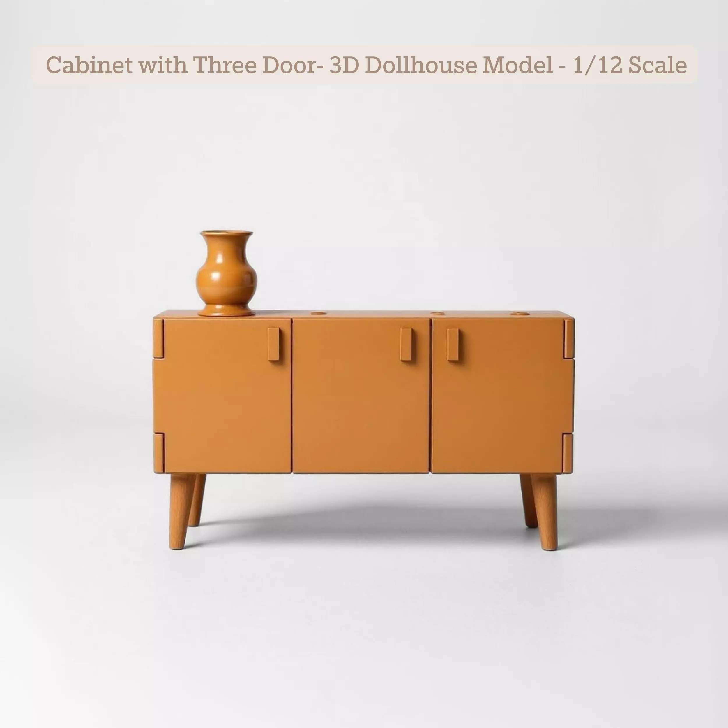 Cabinet with Three Door STL File - Miniature Furniture 3D print model