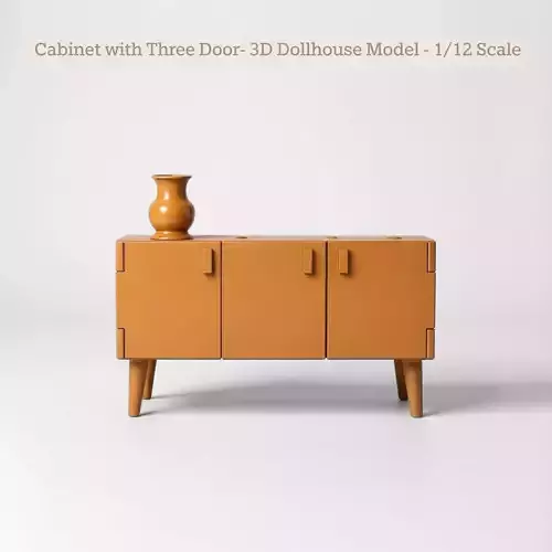 Cabinet with Three Door STL File - Miniature Furniture 
