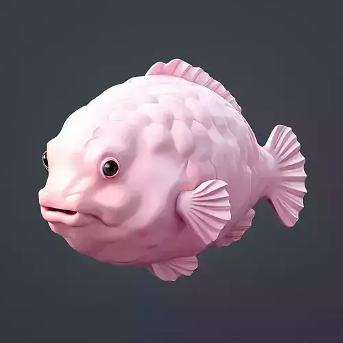 Stylized Pink Fish 3D Model Low-poly 3D model