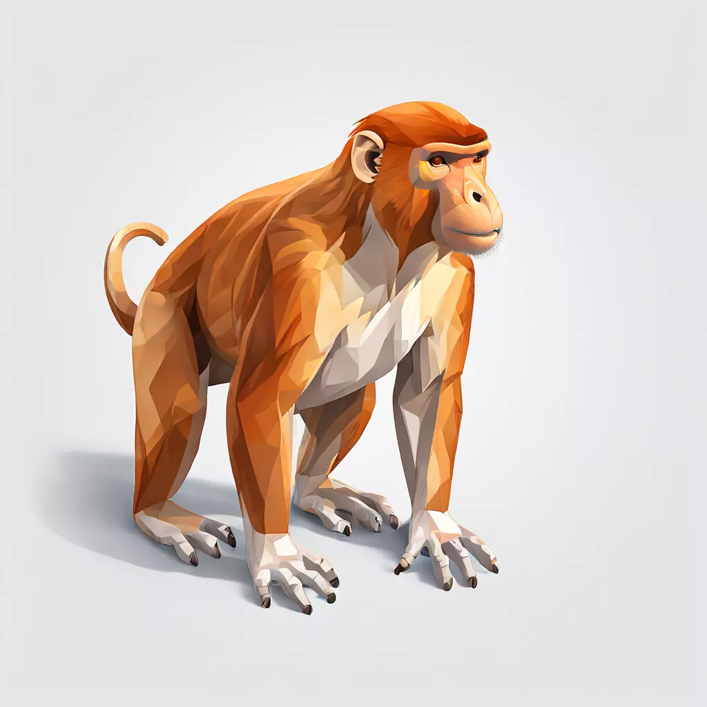 Low Poly Proboscis Monkey 3D Model Low-poly 3D model_0