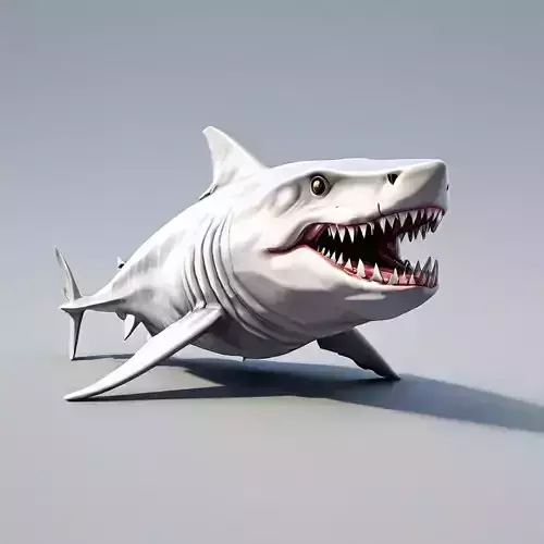 Animated Cartoon Great White Shark Low-poly 3D model