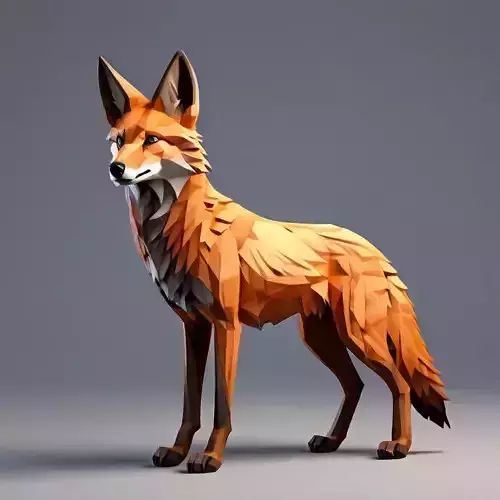 LowPoly Stylized Fox 3D Model Low-poly 3D model