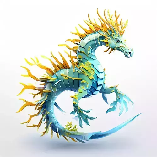 Stylized Sea Dragon 3D Model Low-poly 3D model