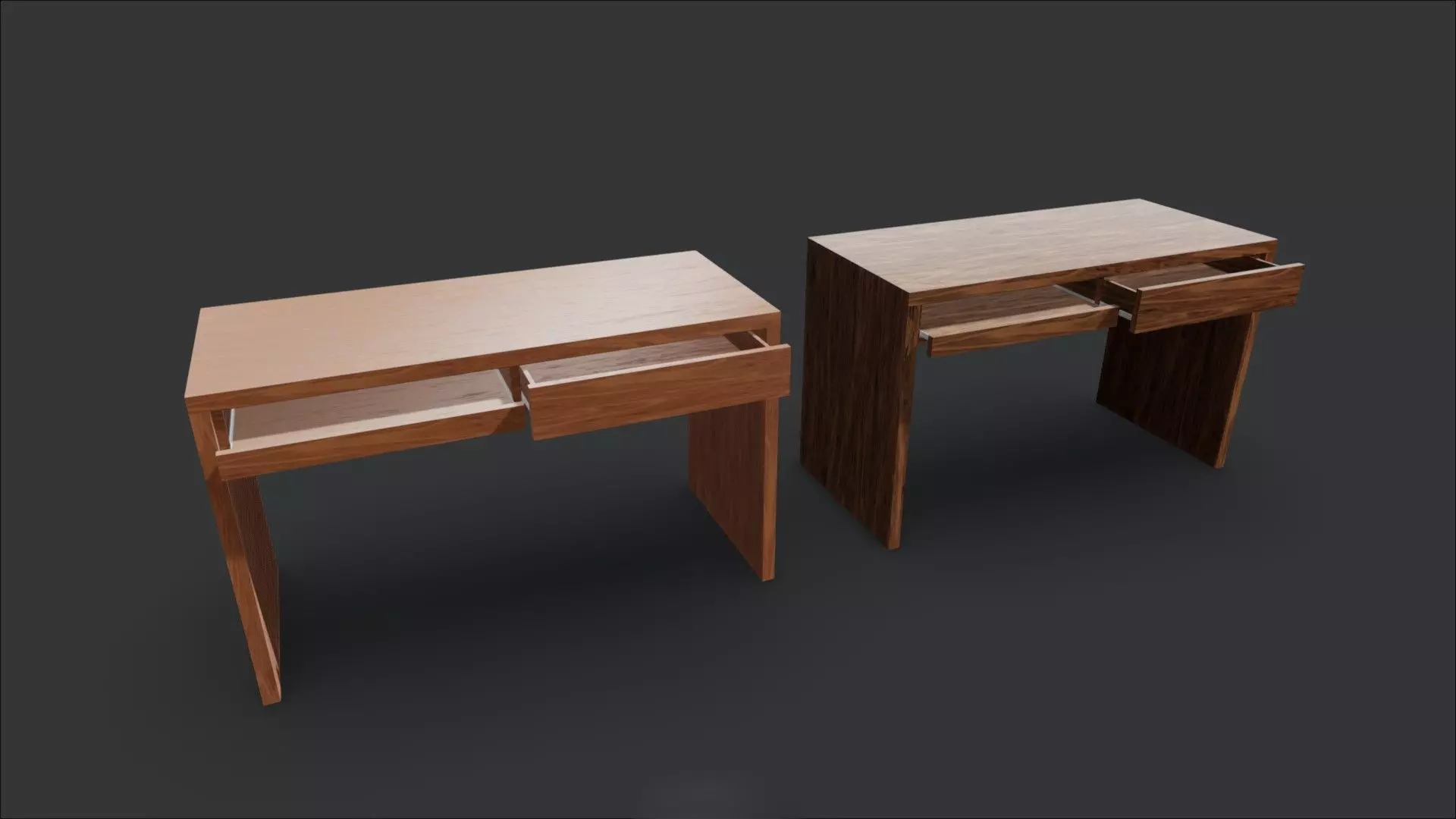 Wood Desk 3D model_2
