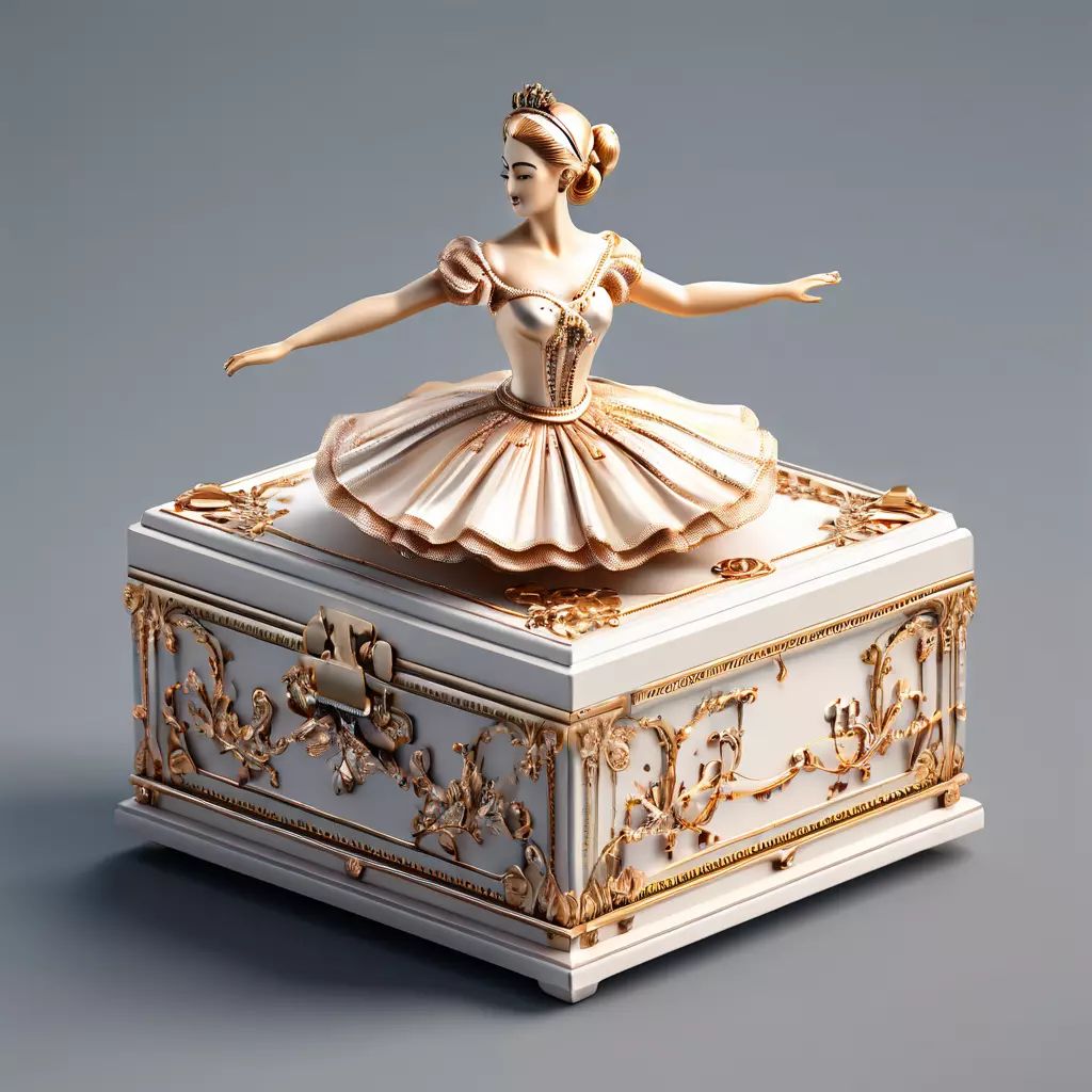 Elegant Ballerina Music Box 3D Model Low-poly 3D model_0