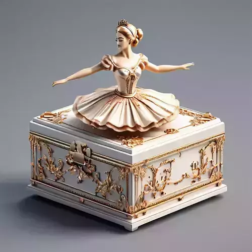 Elegant Ballerina Music Box 3D Model Low-poly 3D model Elegant Ballerina Music Box 3D Model Low-poly 3D model