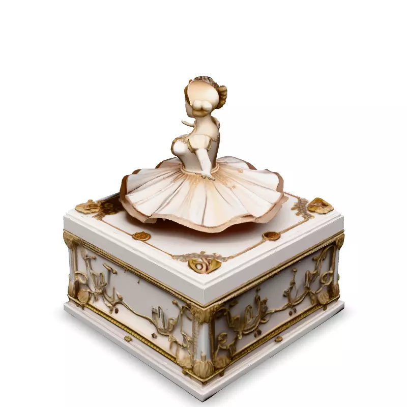 Elegant Ballerina Music Box 3D Model Low-poly 3D model_4