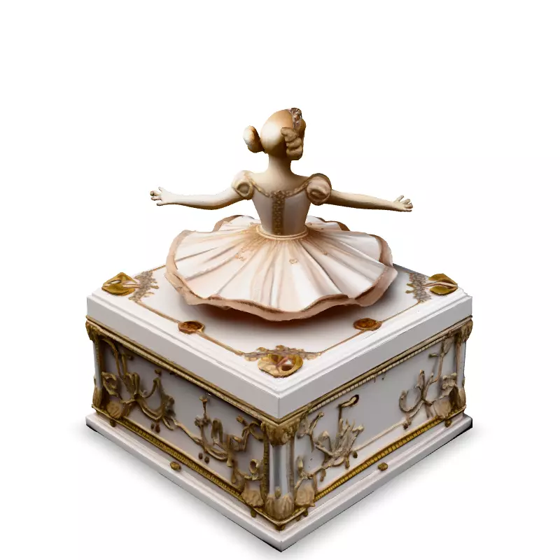 Elegant Ballerina Music Box 3D Model Low-poly 3D model_5