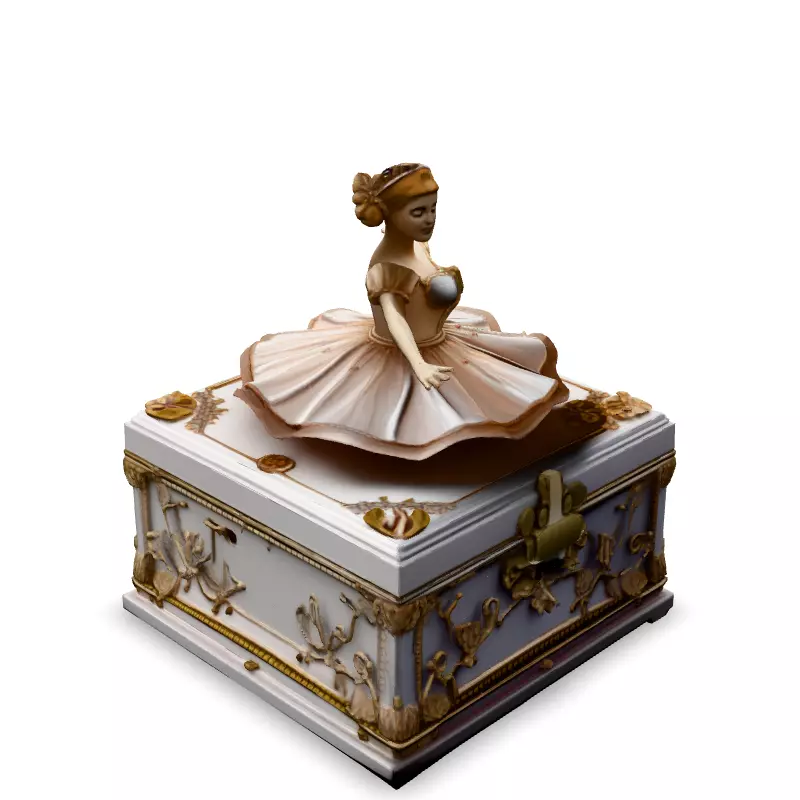 Elegant Ballerina Music Box 3D Model Low-poly 3D model_2