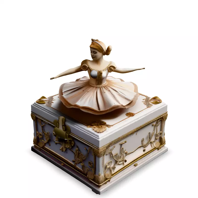 Elegant Ballerina Music Box 3D Model Low-poly 3D model_1
