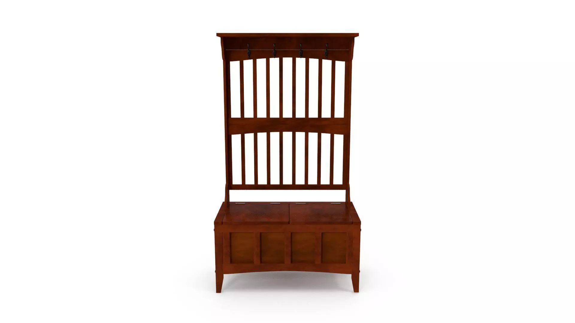 Hunton Hall Tree Wide with Bench 3D model_2