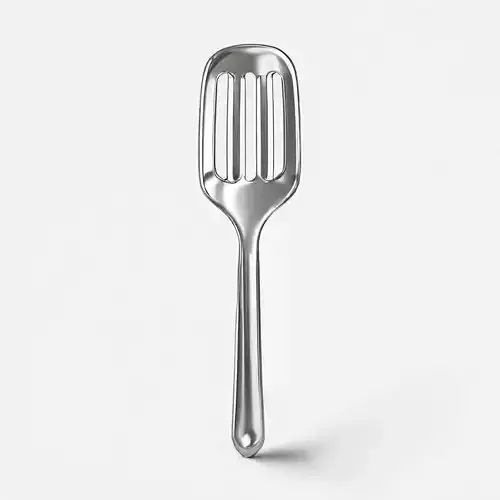 Realistic Metal Slotted Spatula 3D Model