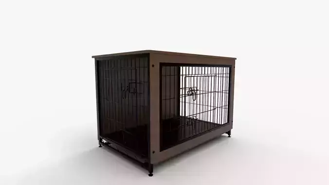 Brown Wooden Wire Dog Crate Pet Cage