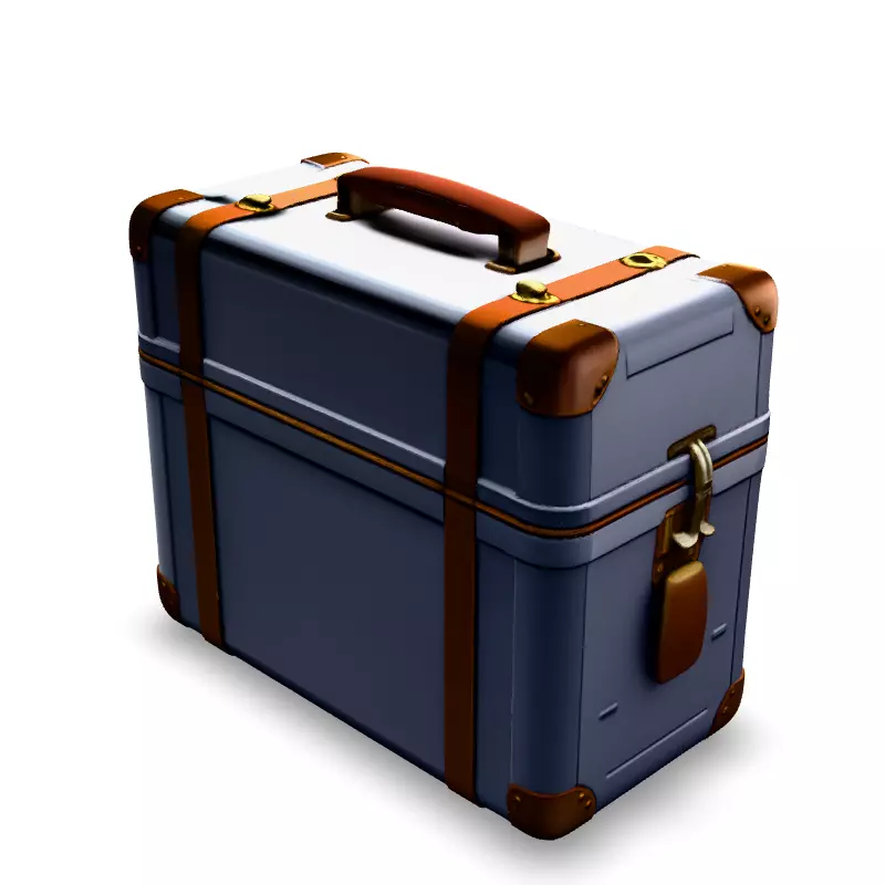 Vintage Metal Suitcase 3D Model Low-poly 3D model_5