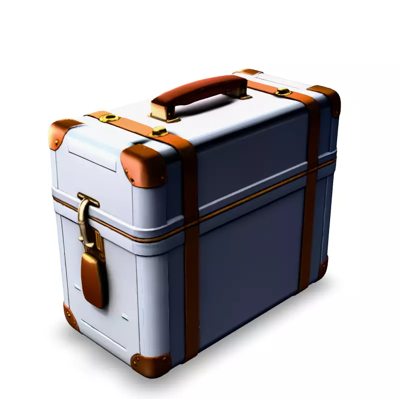 Vintage Metal Suitcase 3D Model Low-poly 3D model_4