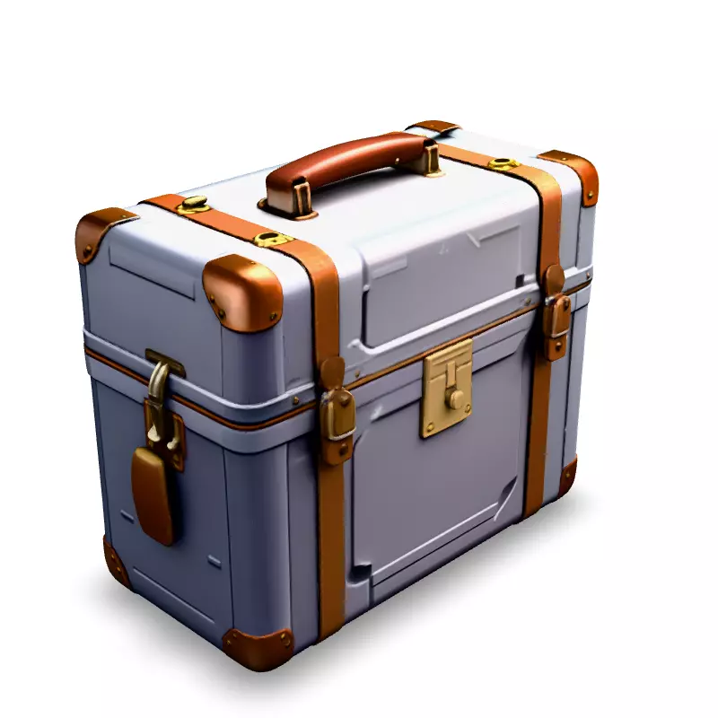 Vintage Metal Suitcase 3D Model Low-poly 3D model_2