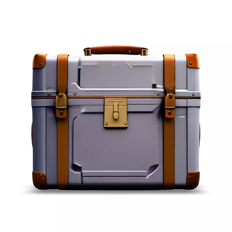 Vintage Metal Suitcase 3D Model Low-poly 3D model_3