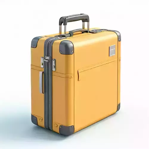 Realistic Yellow Travel Suitcase 3D Model
