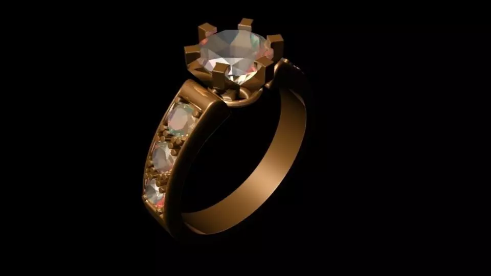 womens diamond wedding ring  Low-poly 3D model_0