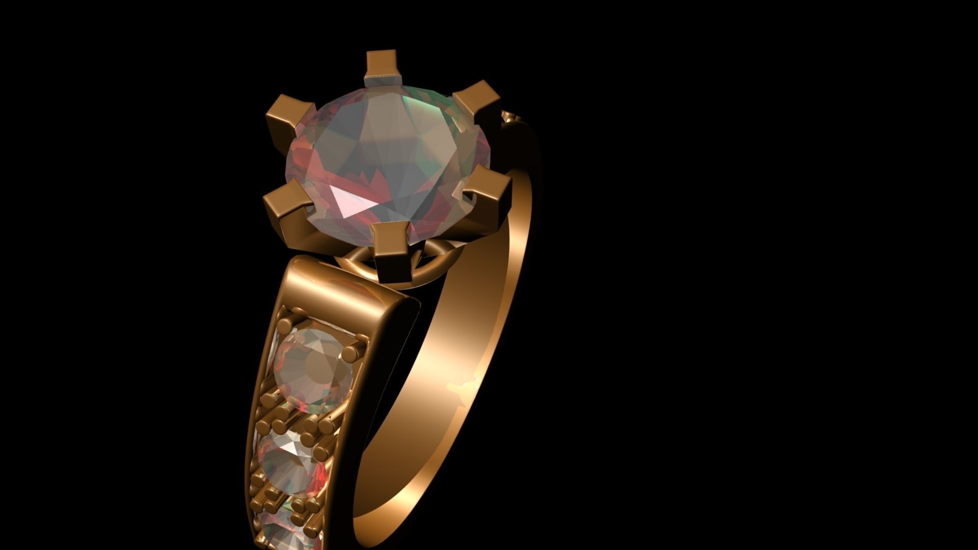 womens diamond wedding ring  Low-poly 3D model_3