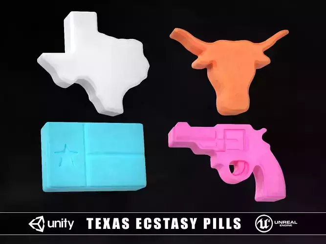 Texas Ecstasy Pills Low-poly 3D model