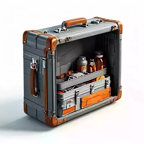 Vintage Travel Suitcase with Accessories