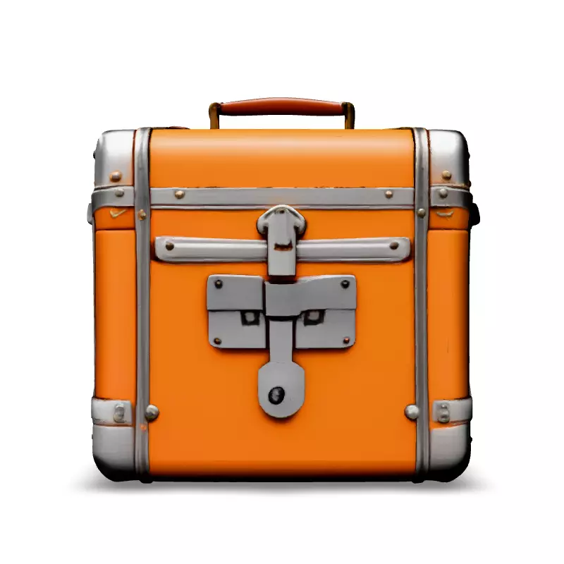 Vintage Orange Metal Suitcase 3D Model Low-poly 3D model_3