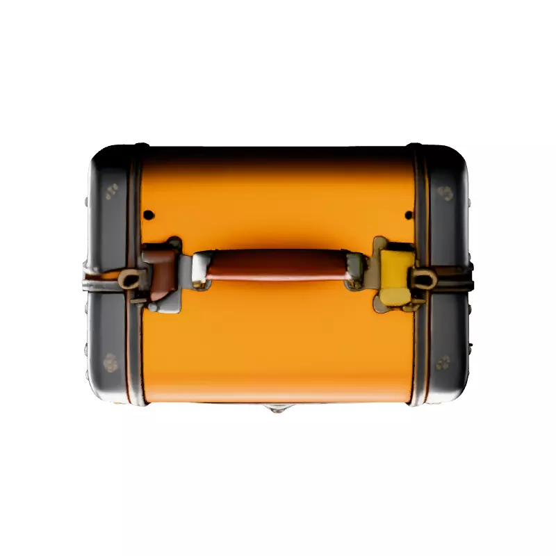 Vintage Orange Metal Suitcase 3D Model Low-poly 3D model_7