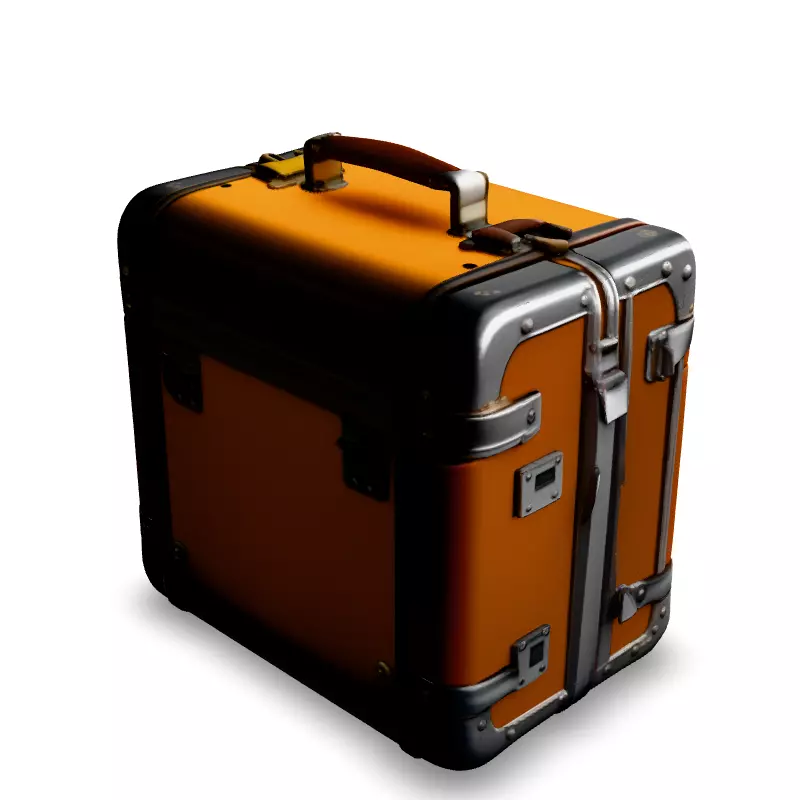 Vintage Orange Metal Suitcase 3D Model Low-poly 3D model_5