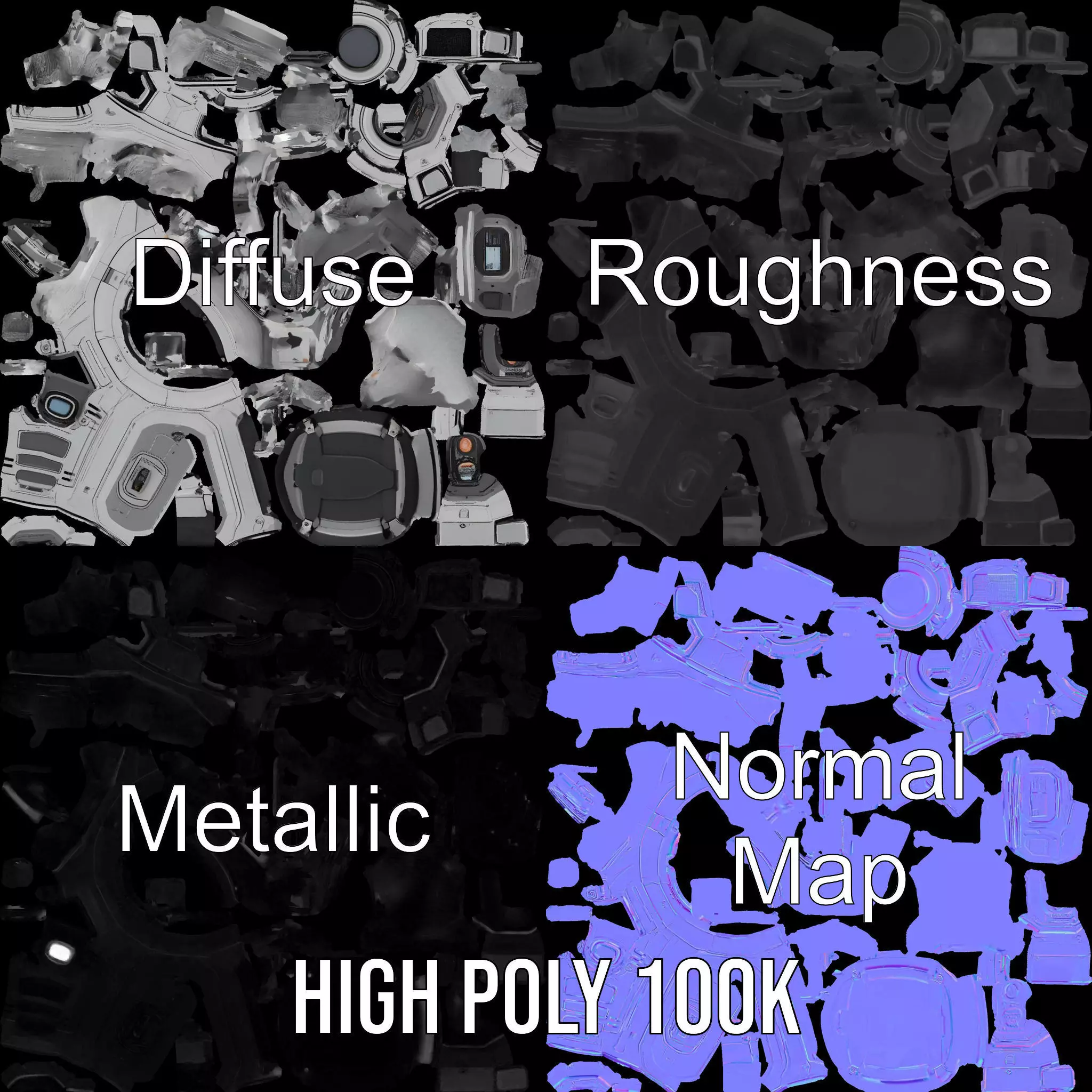 Futuristic Space Pod Interior Model Pack Low-poly 3D model_4